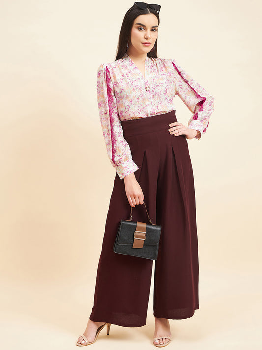 Gipsy Women Printed Lace Georgette Pink Top
