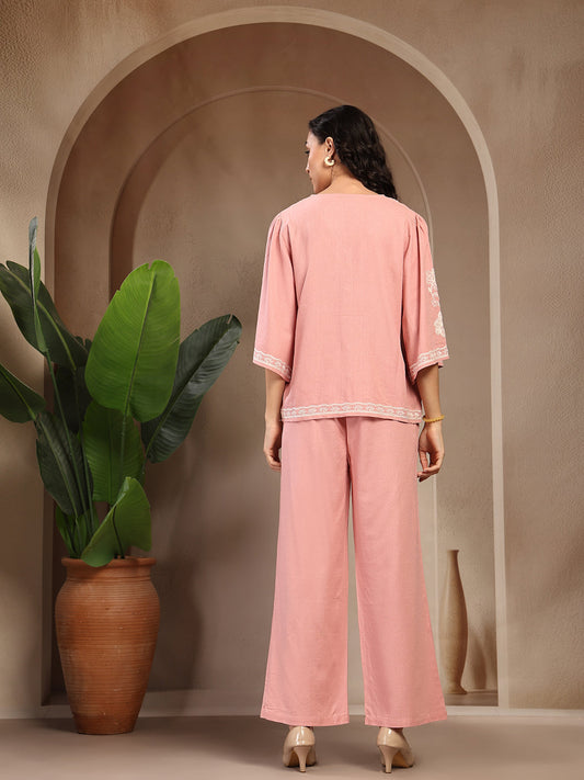 Gipsy Dusty Pink Embroidery Linen Cord Set