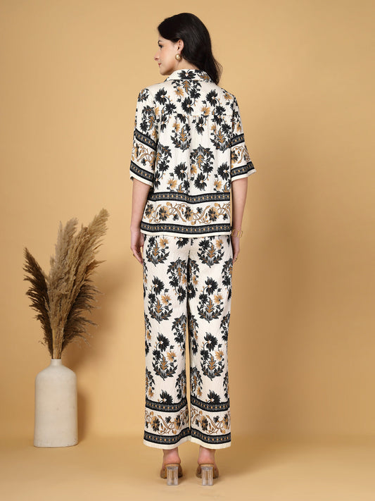Gipsy Black Printed Rayon Shirt With Pants