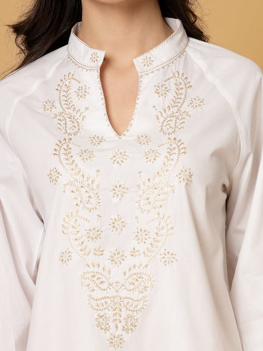 Gipsy White Embroidery Cotton Tunic