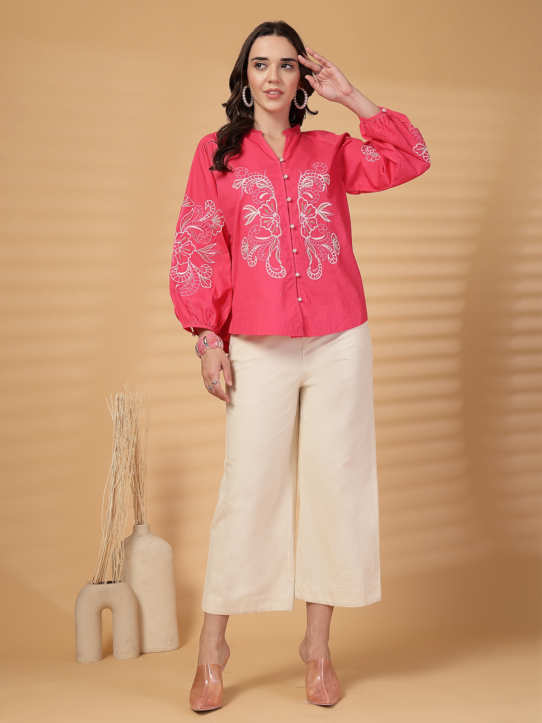 Gipsy Fuchsia Embroidery Cotton Tunic