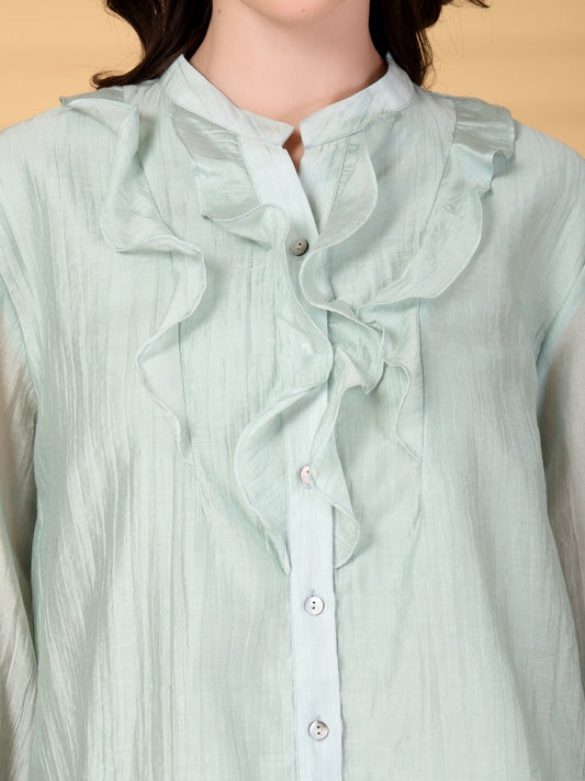 Gipsy Sage Plain Ruffle Collar Tunic