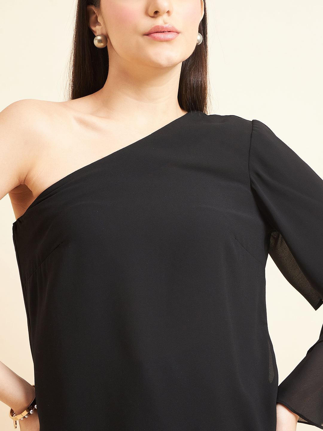 Gipsy Women Solid Polyester Black Top