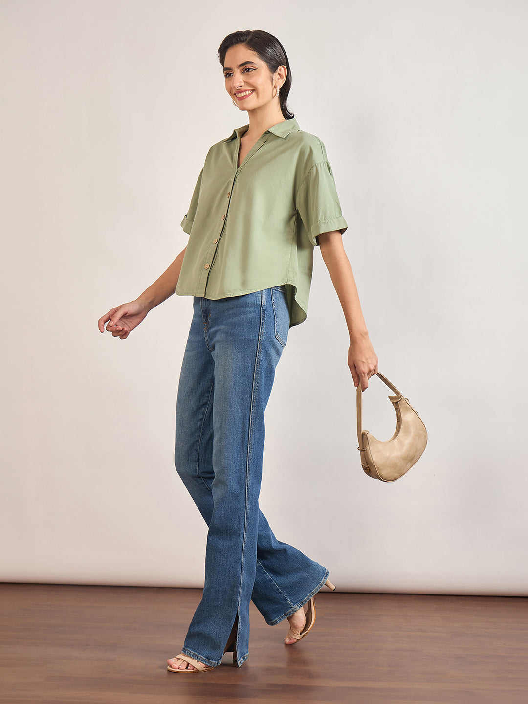 Sage Cotton A-Line Shirt