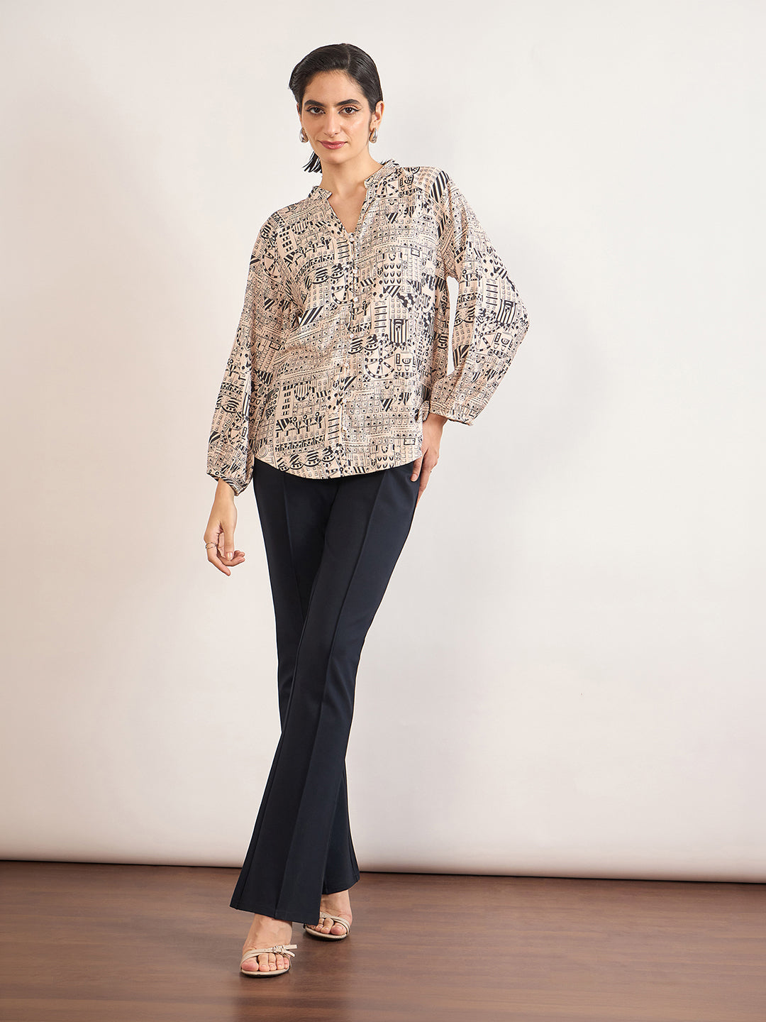 Black Rayon Abstract Printed Tunic
