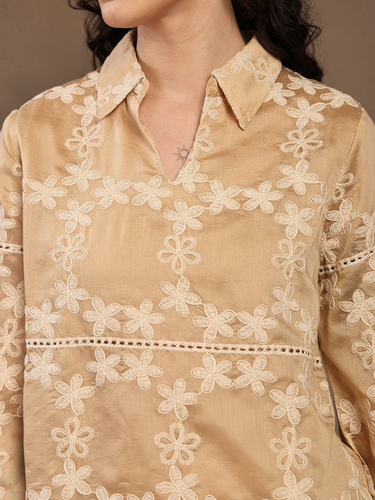 Gipsy Beige Embroidery Cotton Tunic