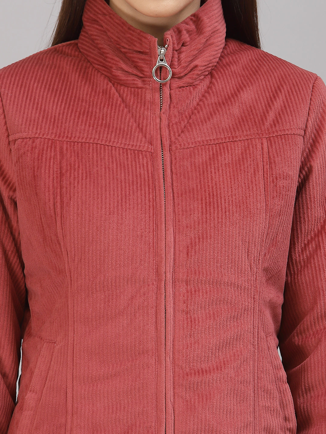 Gipsy Women Mock Collar Regular Full Sleeves Cotton/Poly Fabric Rose Jackets