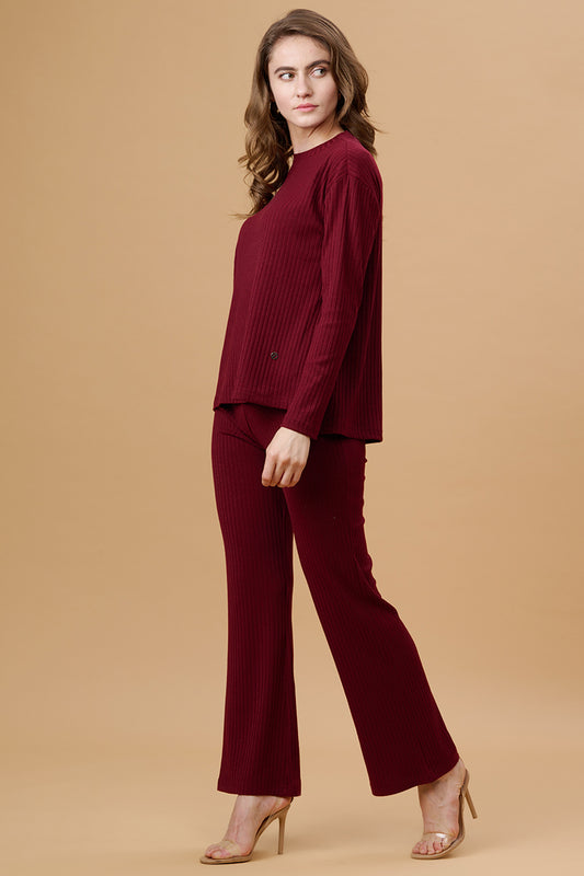Wine 2-Piece co-ord Regular Fit Winter Set for Gipsy Women – Stylish & Cozy Winter Collection