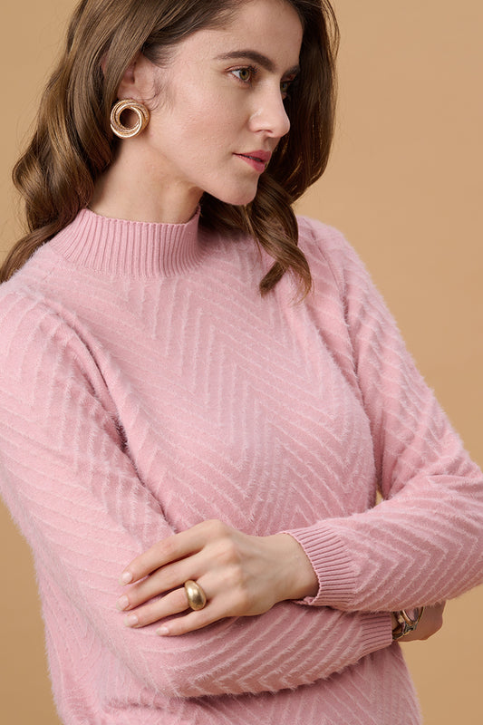 Dusky Pink Regular Fit Sweater for Gipsy Women – Stylish & Cozy Winter Collection