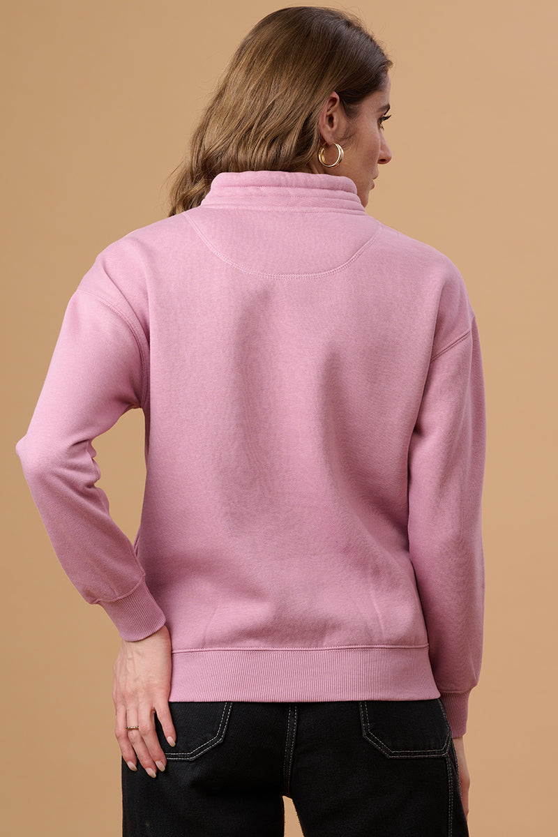 Gipsy Women Crew Neck Regular  Full Sleeves Cotton/Poly Fabric Onion Pink Sweatshirt