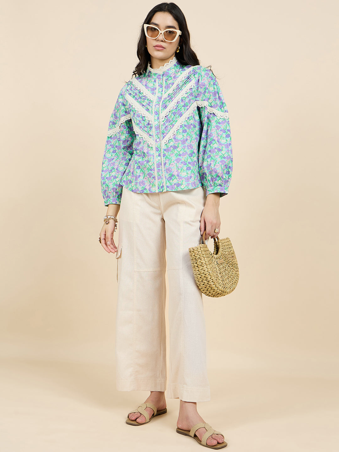 Gipsy Woman Bottom Wear Pant Regular Fit Linen Beige
