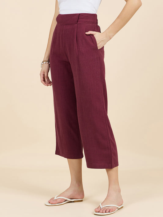 Gipsy Woman Bottom Wear Pant Regular Fit Cotton Wine