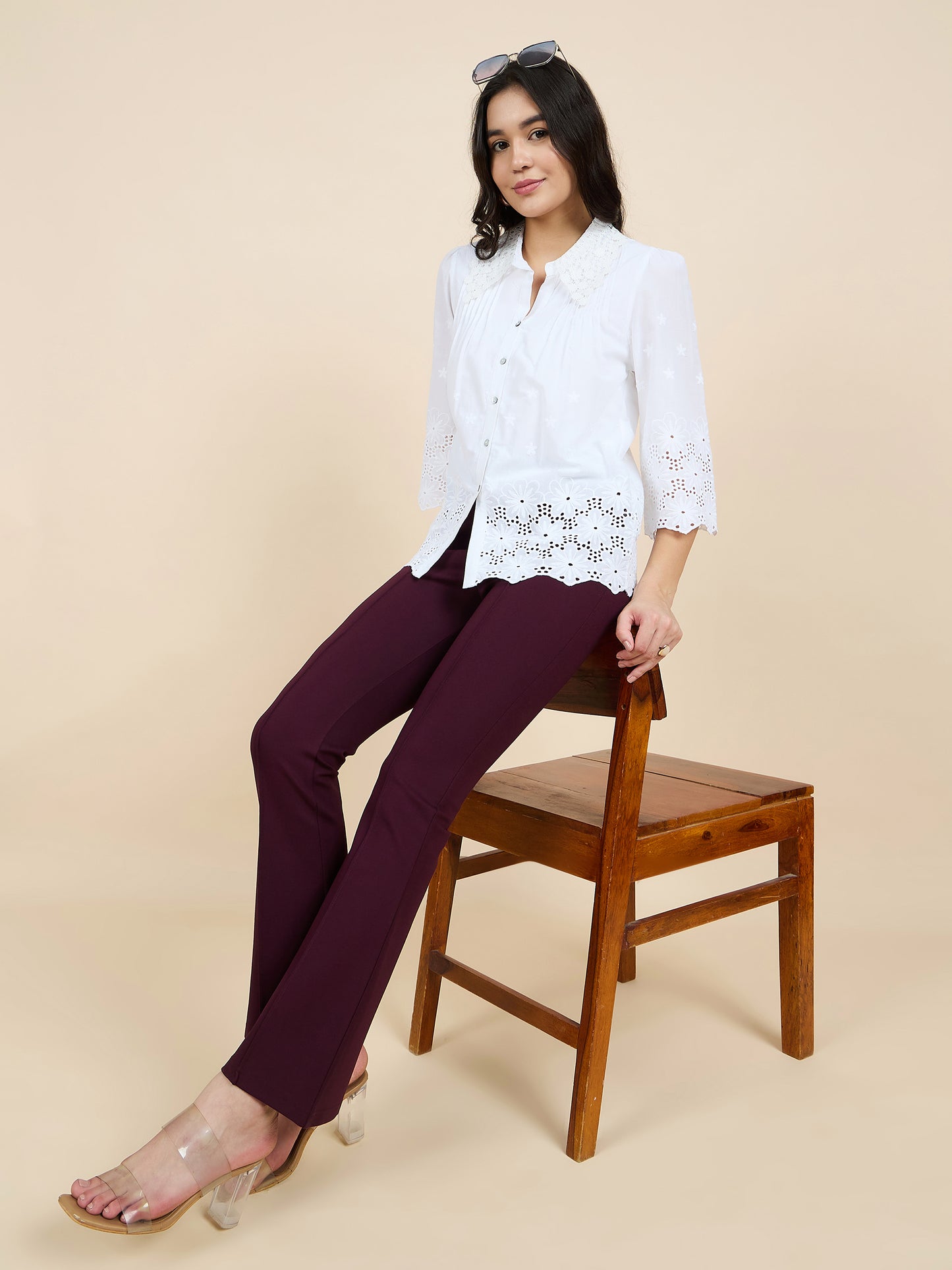 Gipsy Woman Bottom Wear Pant Regular Fit Nr Knit Maroon