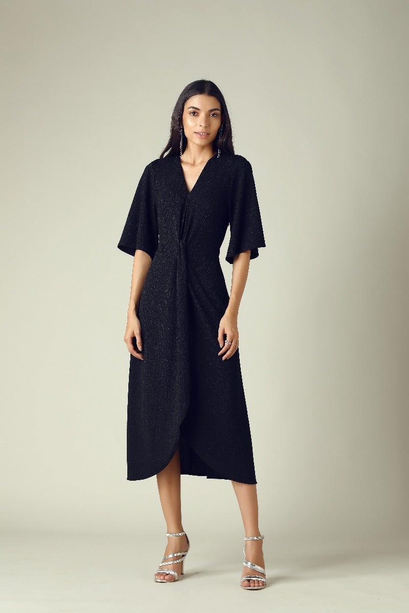 GIPSY Womens V Neck Slub A-Line Dress