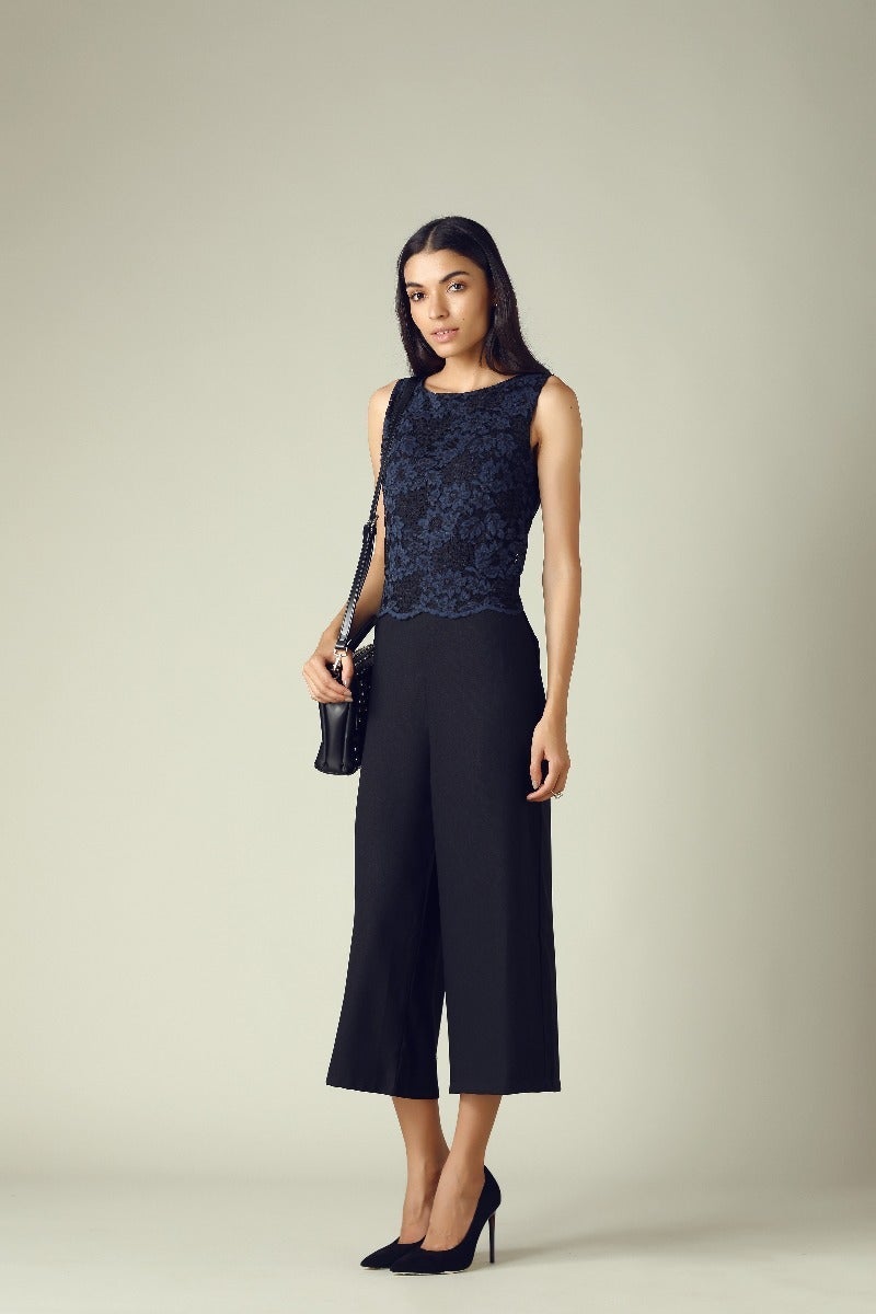 Gipsy Womens Round Neck Lace Jumpsuit