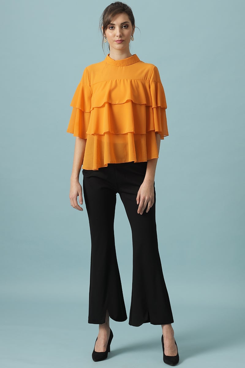 Black Solid Synthatic Bootcut Jegging
