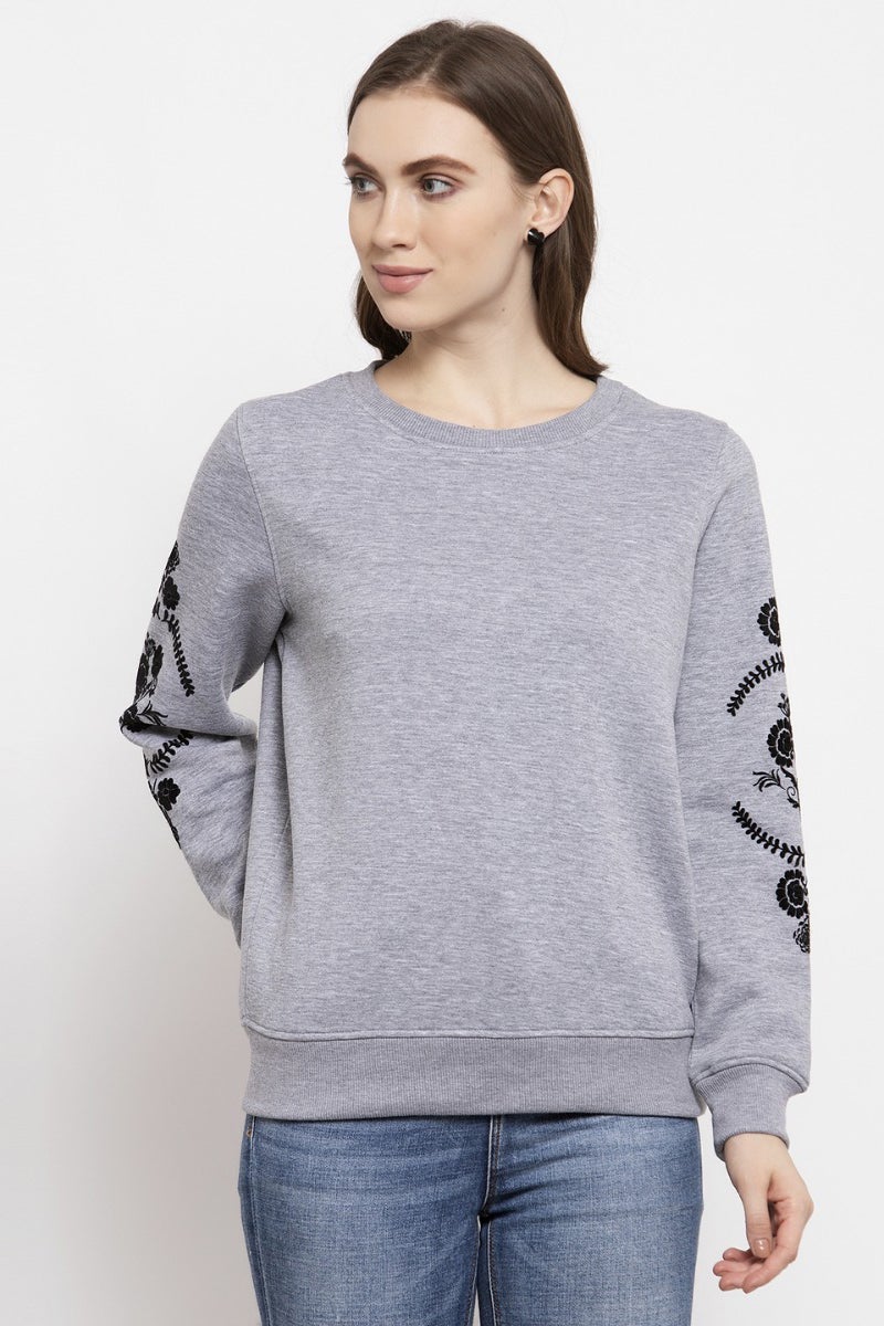 Gipsy Grey Solid Poly Cotton Sweatshirt
