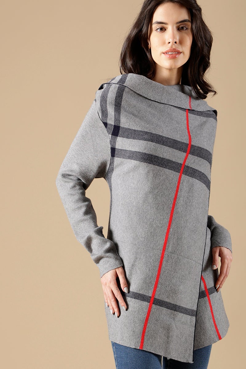 Grey Regular Fit Acrylic Cape