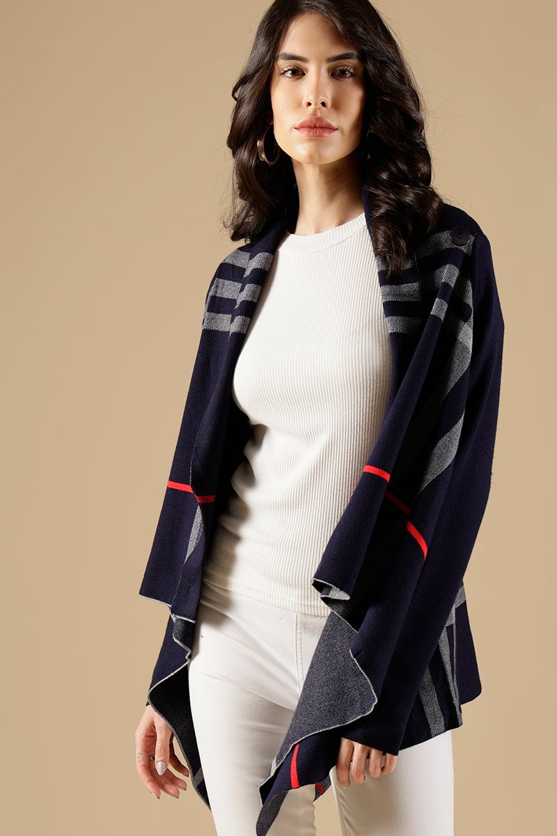 Navy Regular Fit Acrylic Cape