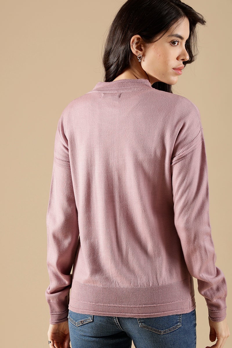 Lilac Regular Fit Acrylic Sweaters