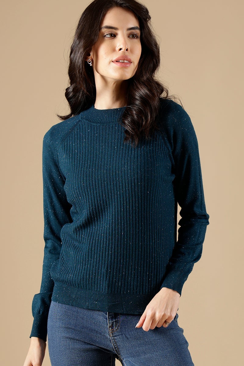 Navy Regular Fit Acrylic Sweaters