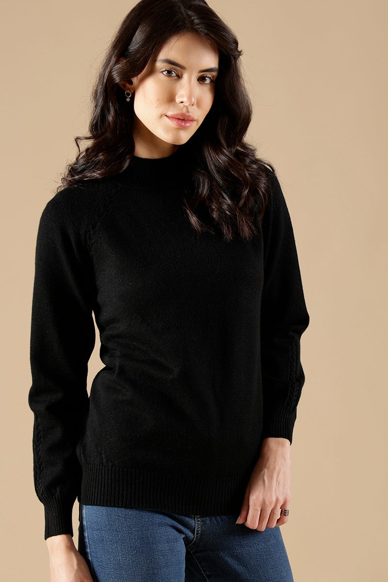 Black Regular Fit Acrylic Sweaters