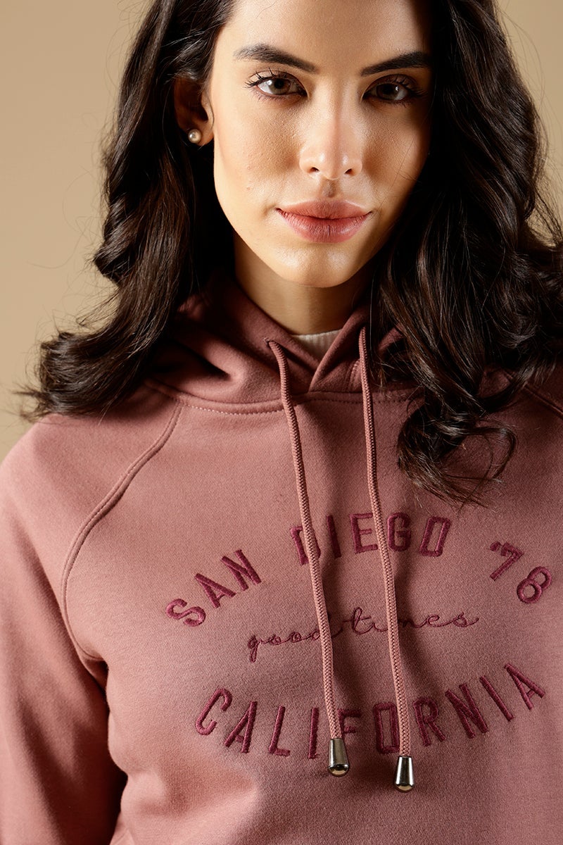 Dusky Pink Regular Fit Cotton/Poly Sweat Shirt