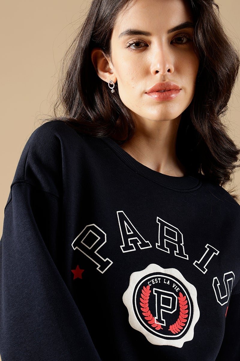 French Navy Regular Fit Cotton/Poly Sweat Shirt