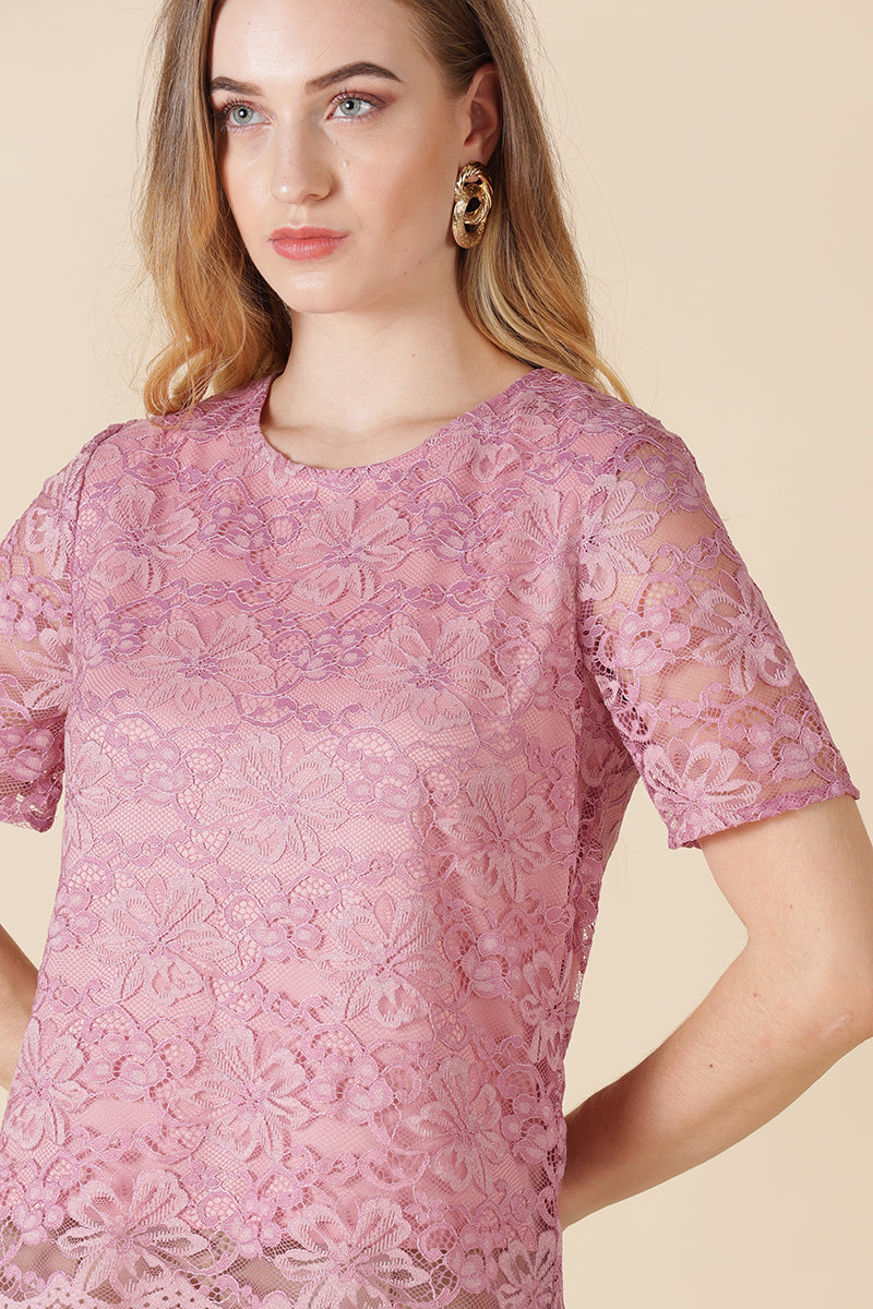 Gipsy Onion Pink Net Fabric Blouse