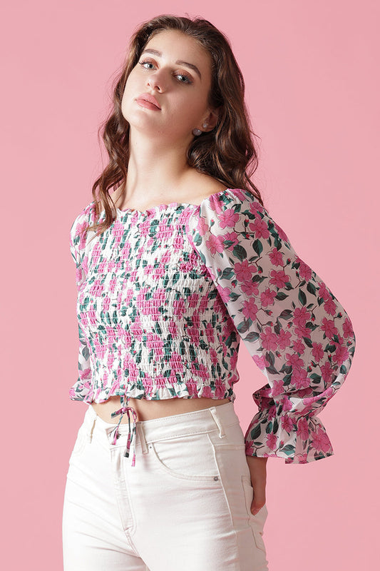 Gipsy White Georgette Crop