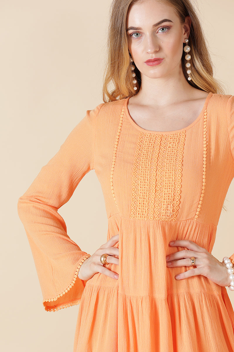 Gipsy Orange Poly Crepe Dress