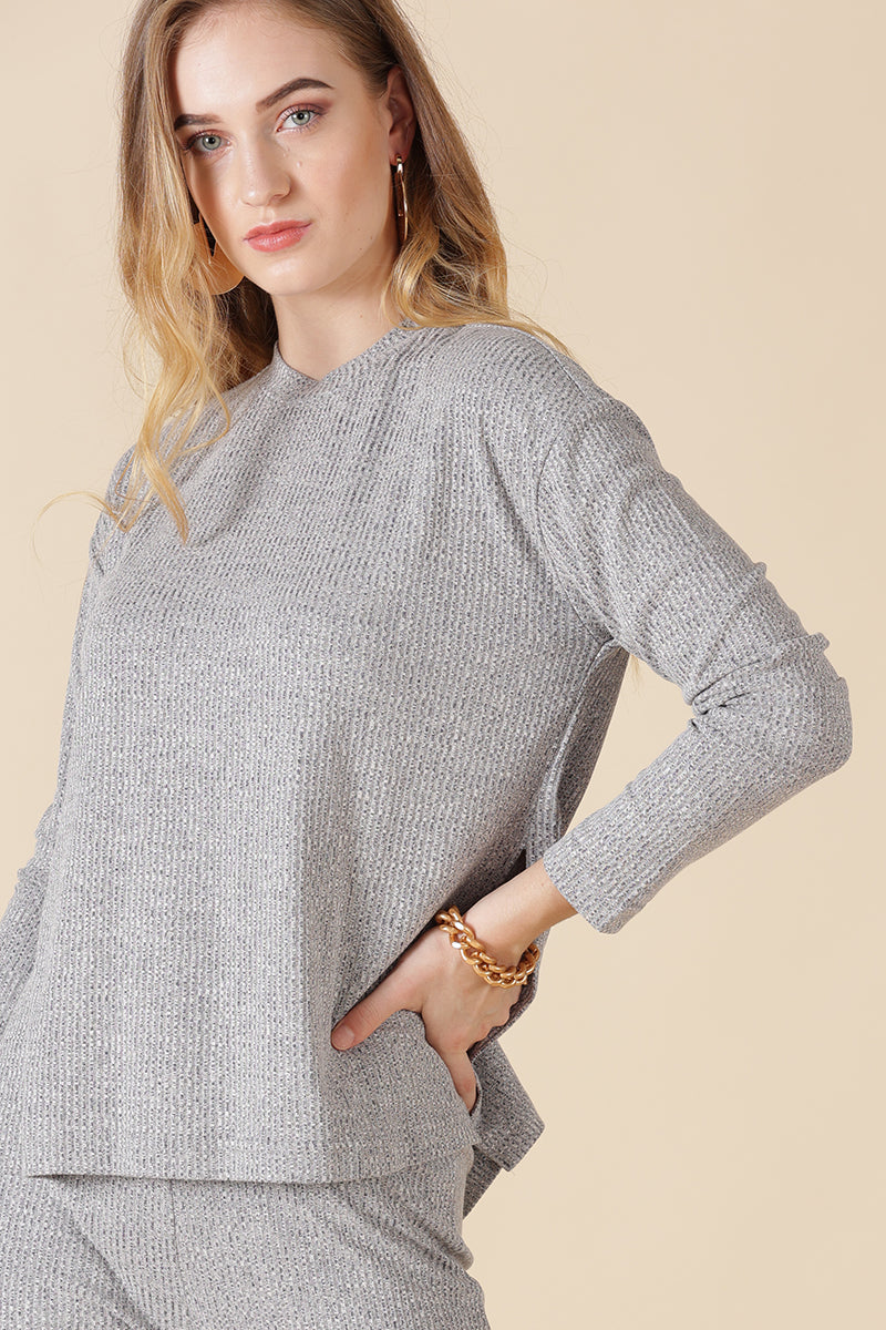 Gipsy Grey Poly Knit Co-Ord Top