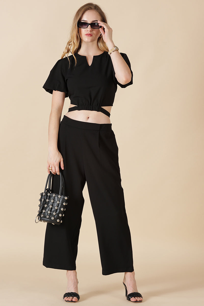 Gipsy-Black Georgette Co-Ord Pant