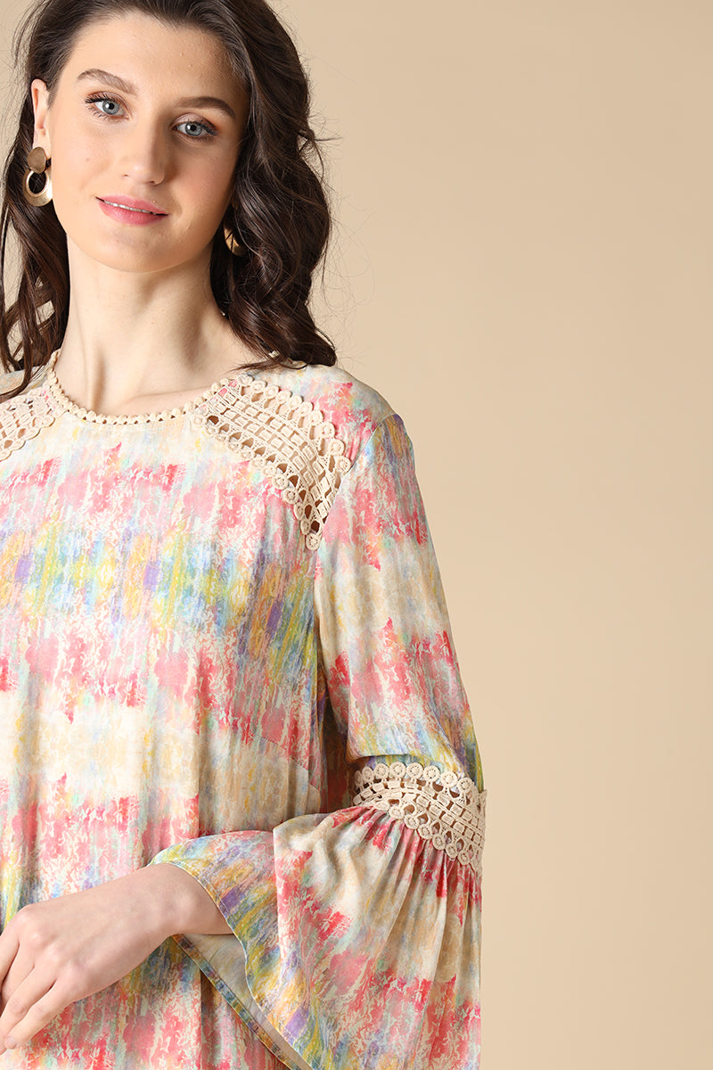 Gipsy Multi Fashion Round Neck Rayon Dress