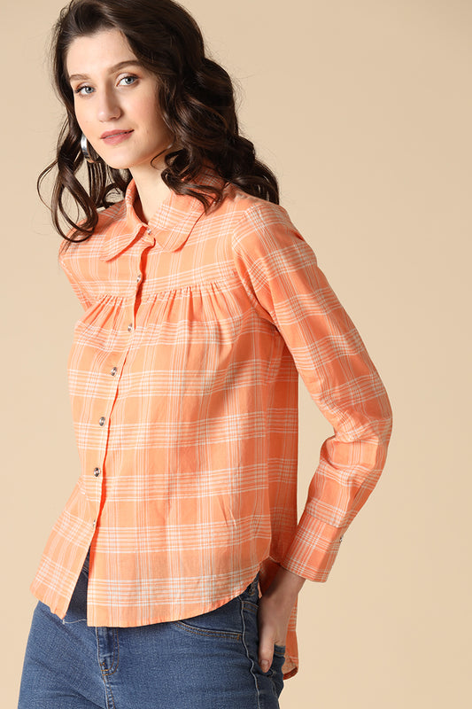 Gipsy Orange Fashion Shirt Collar Cotton Shirt