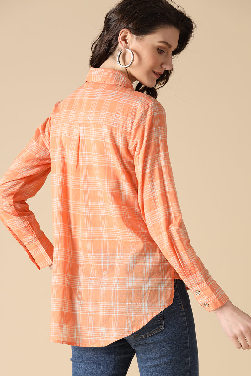 Gipsy Orange Fashion Shirt Collar Cotton Shirt
