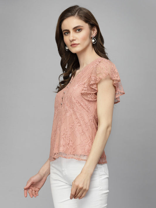 Gipsy Dusky Pink Net Fabric Blouse