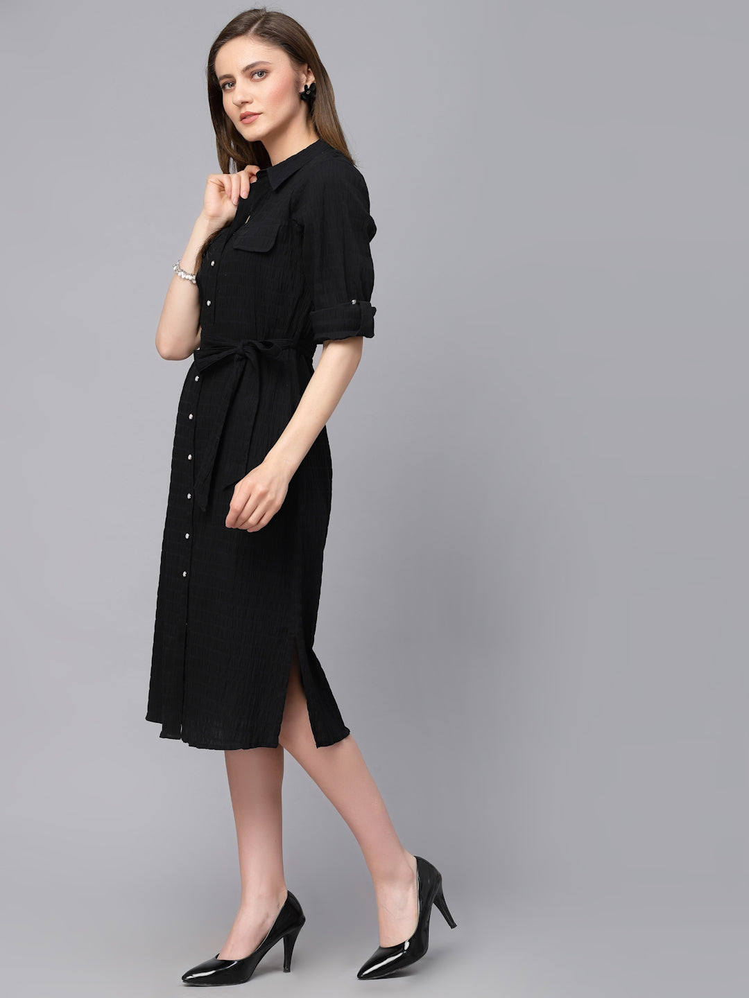 Gipsy Black Textured Cotton Dress