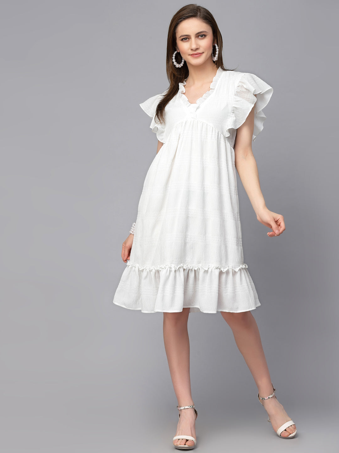 Gipsy White Polyster  Dress