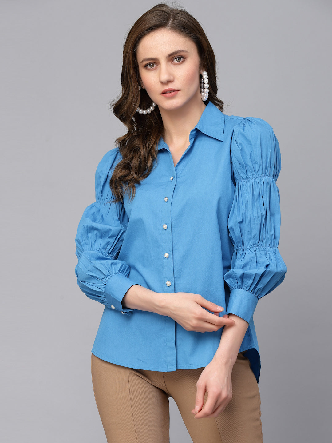Gipsy Royal Blue Cotton  Shirt