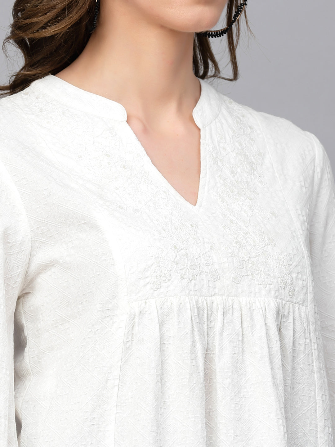 Gipsy White Textured Cotton Tunic