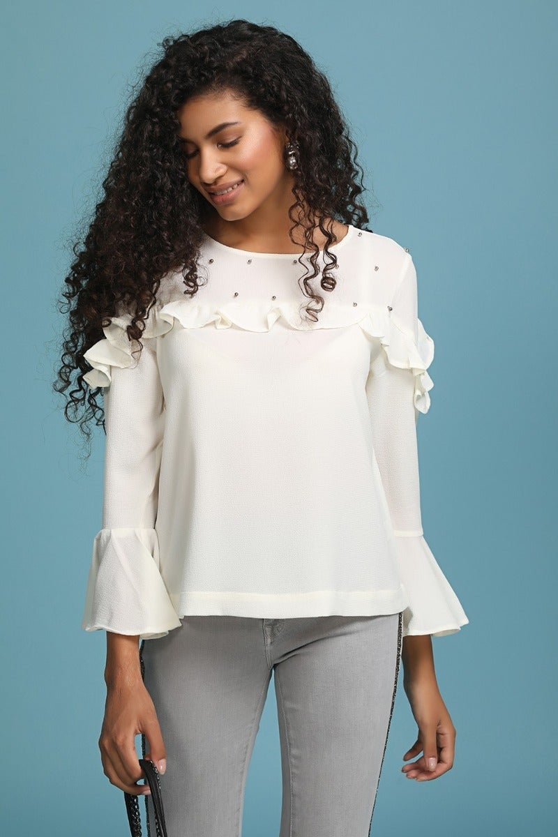 Pure White embellished top