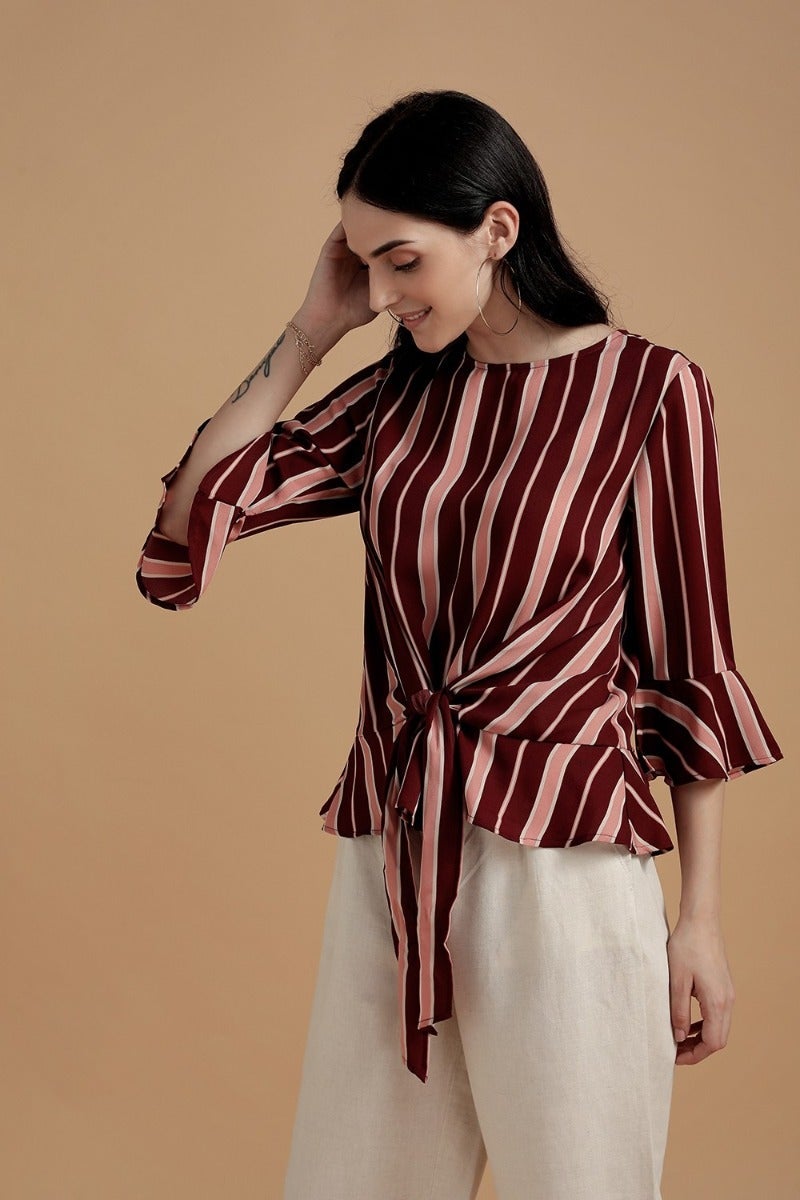 Striped Hues Knotted Top