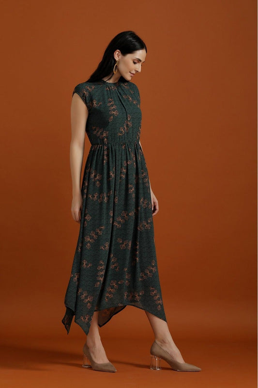 Breezy Off Sleeves Printed Dress