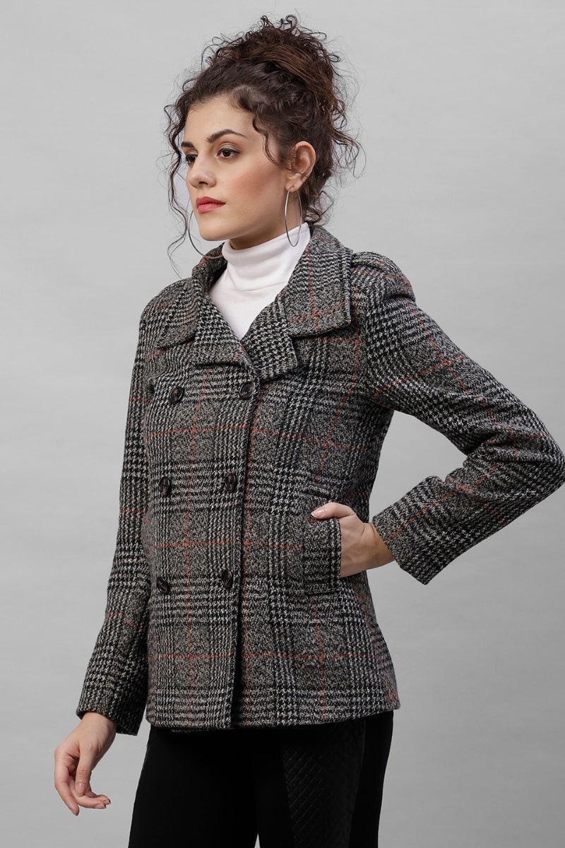 Gipsy Grey Checked Woolen Jacket