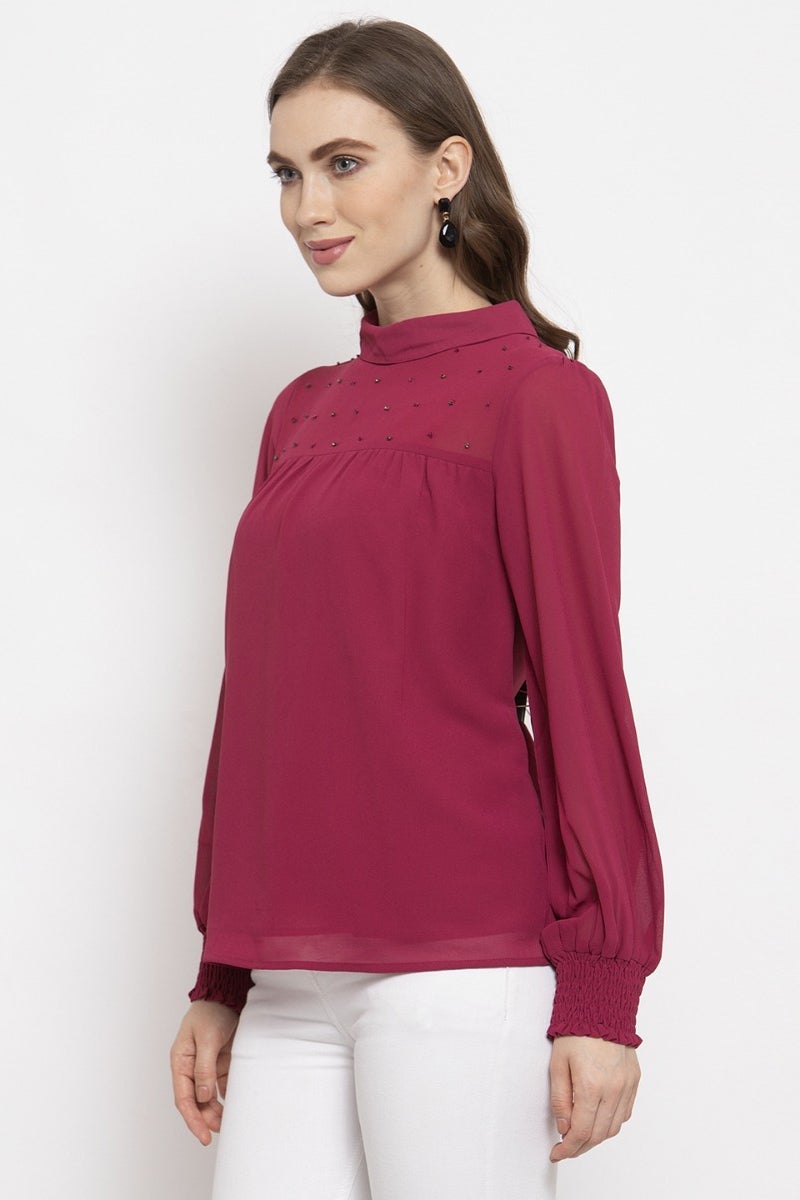Gipsy Rasberry Embellished Georgette Top