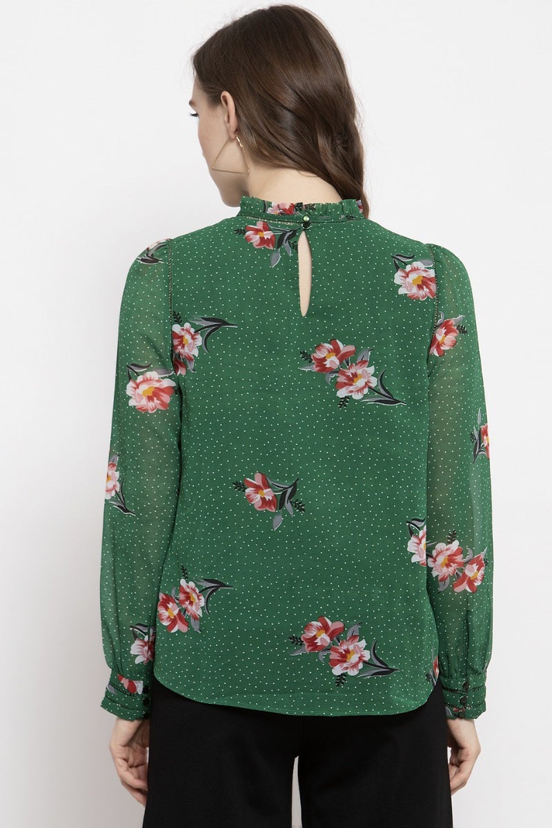 Gipsy Green Floral Georgette Top