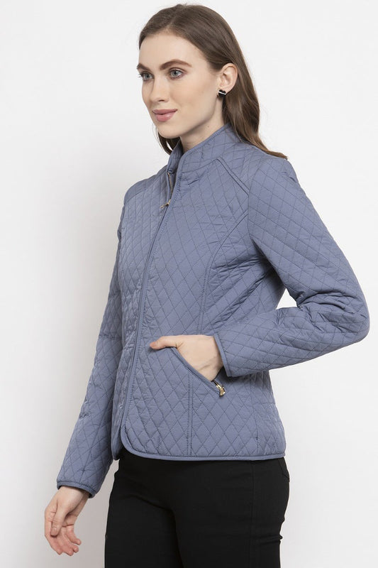 Gipsy Steel Blue Self Designed Polyester Jacket
