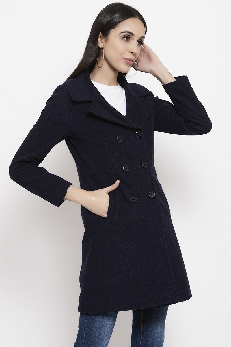 Gipsy Navy Solid Polyester Jacket