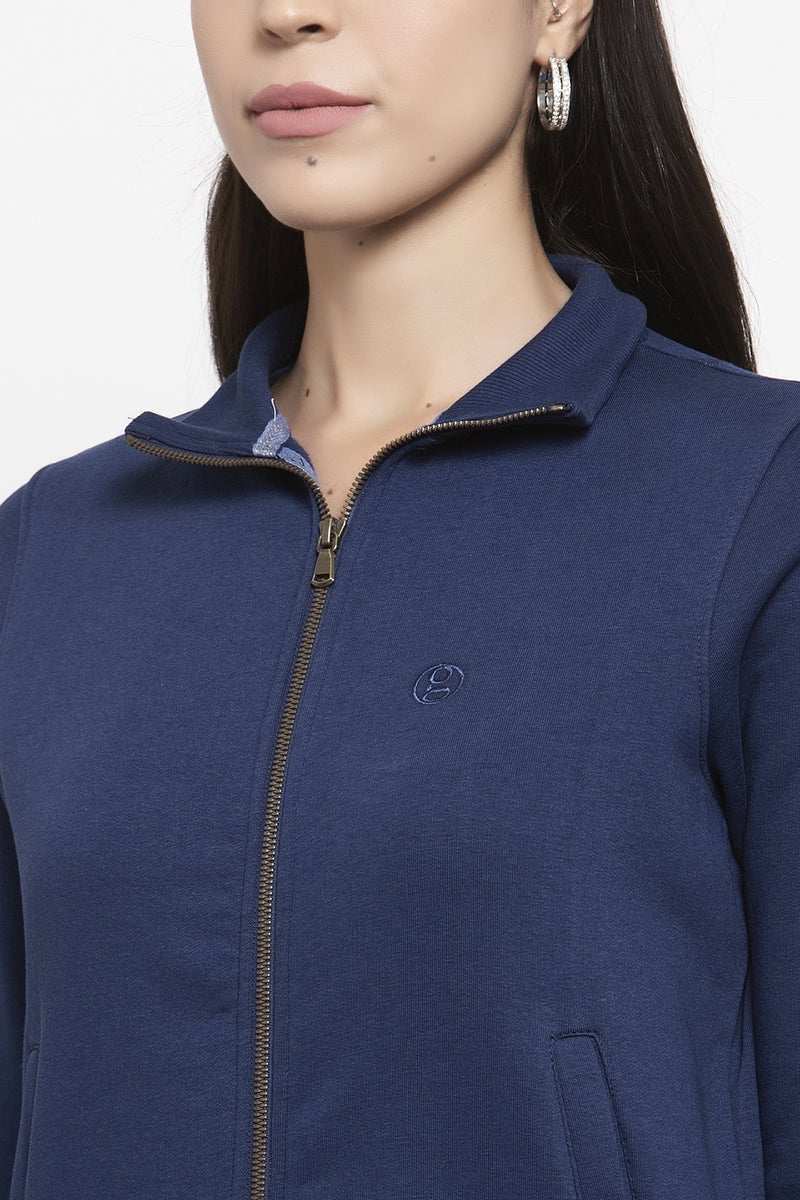 Gipsy Blue Self Design Poly Cotton Sweatshirt